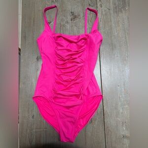 Hot Pink Calvin Klein Ruched One-Piece